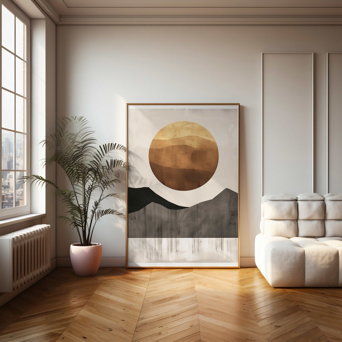 Abstract Sun And Mountains Poster Geometric Modern Wall Art Decor - Image 2