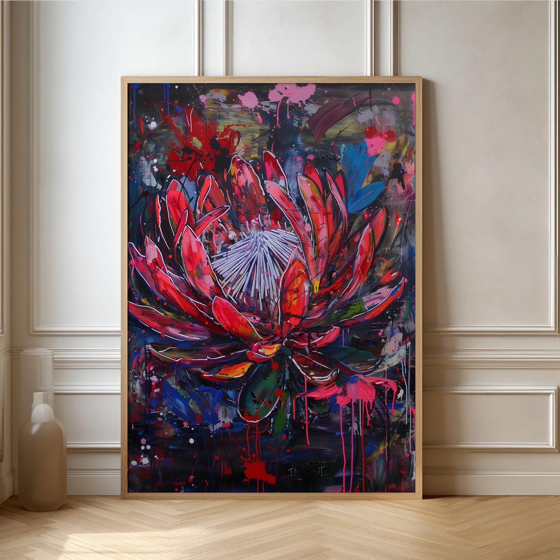 Bold Protea Flower Art Poster Stunning Abstract Floral Wall Decoration