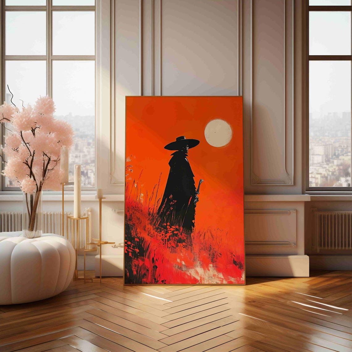 Western Sunset Poster Unique Cowboy Silhouette In Vibrant Style - Image 4
