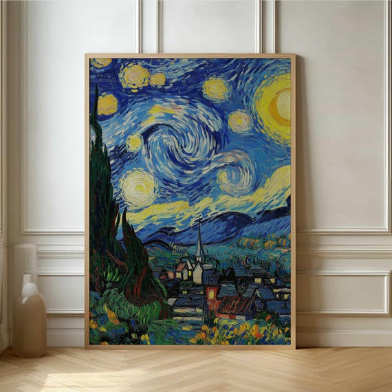 Impressionist Starry Night Poster Beautiful Van Gogh Inspired Art