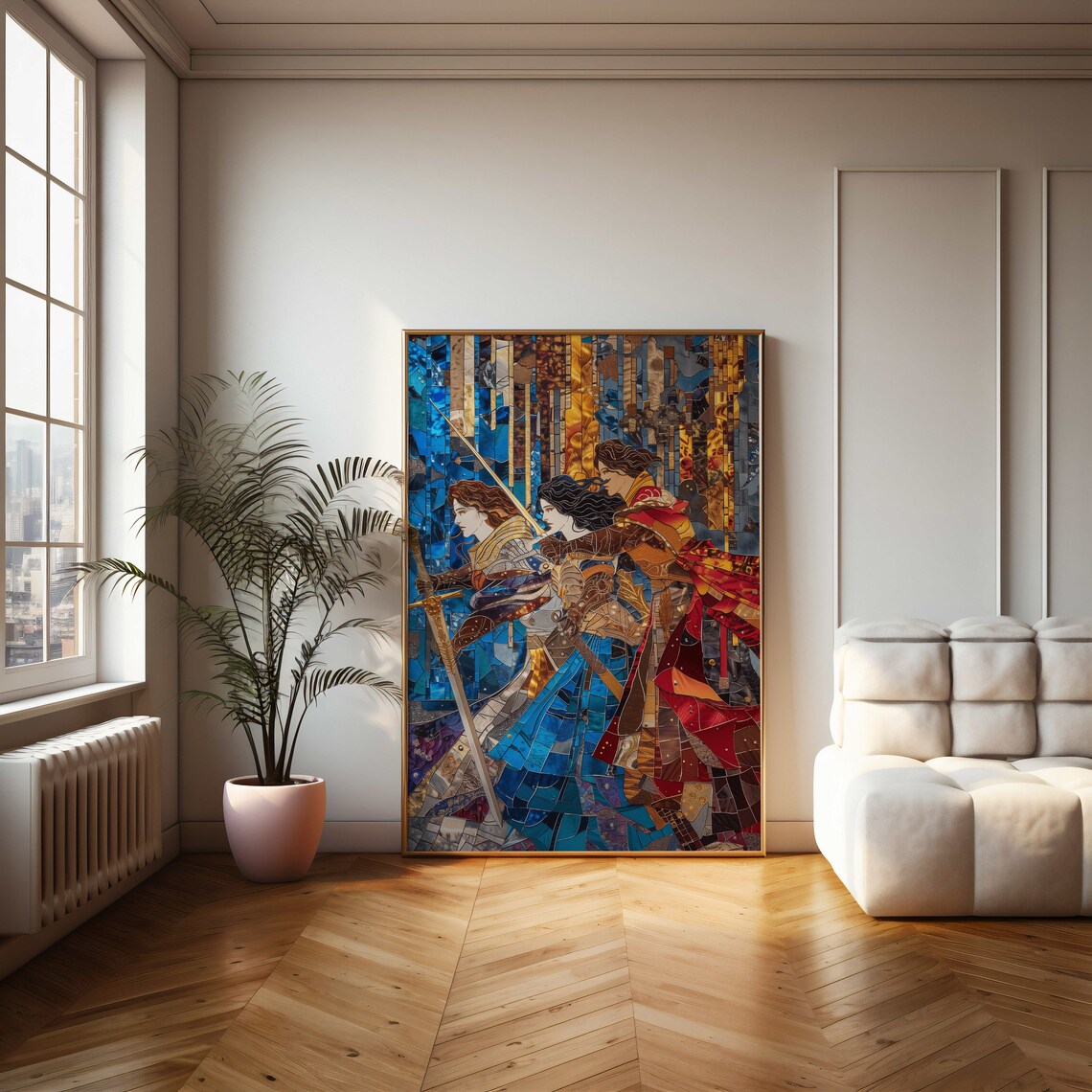 Medieval Female Knights Stained Glass Warrior Art Print - Image 2