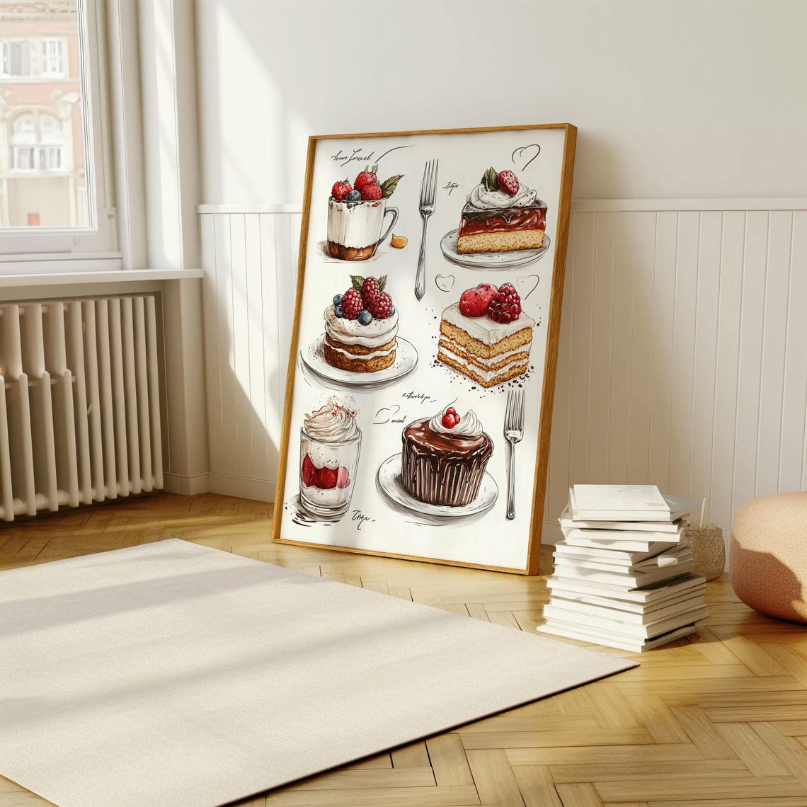 Hand Drawn Berry Desserts Sketchbook Illustration Kitchen Wall Poster - Image 5