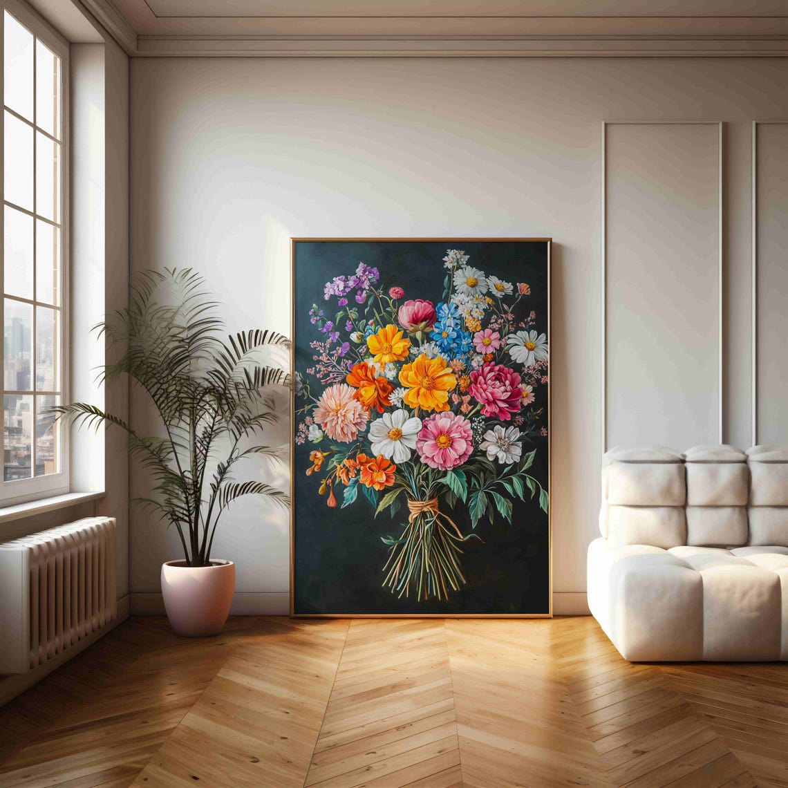 Colorful Daisy And Poppy Bouquet Tied With Twine Floral Art Print - Image 5