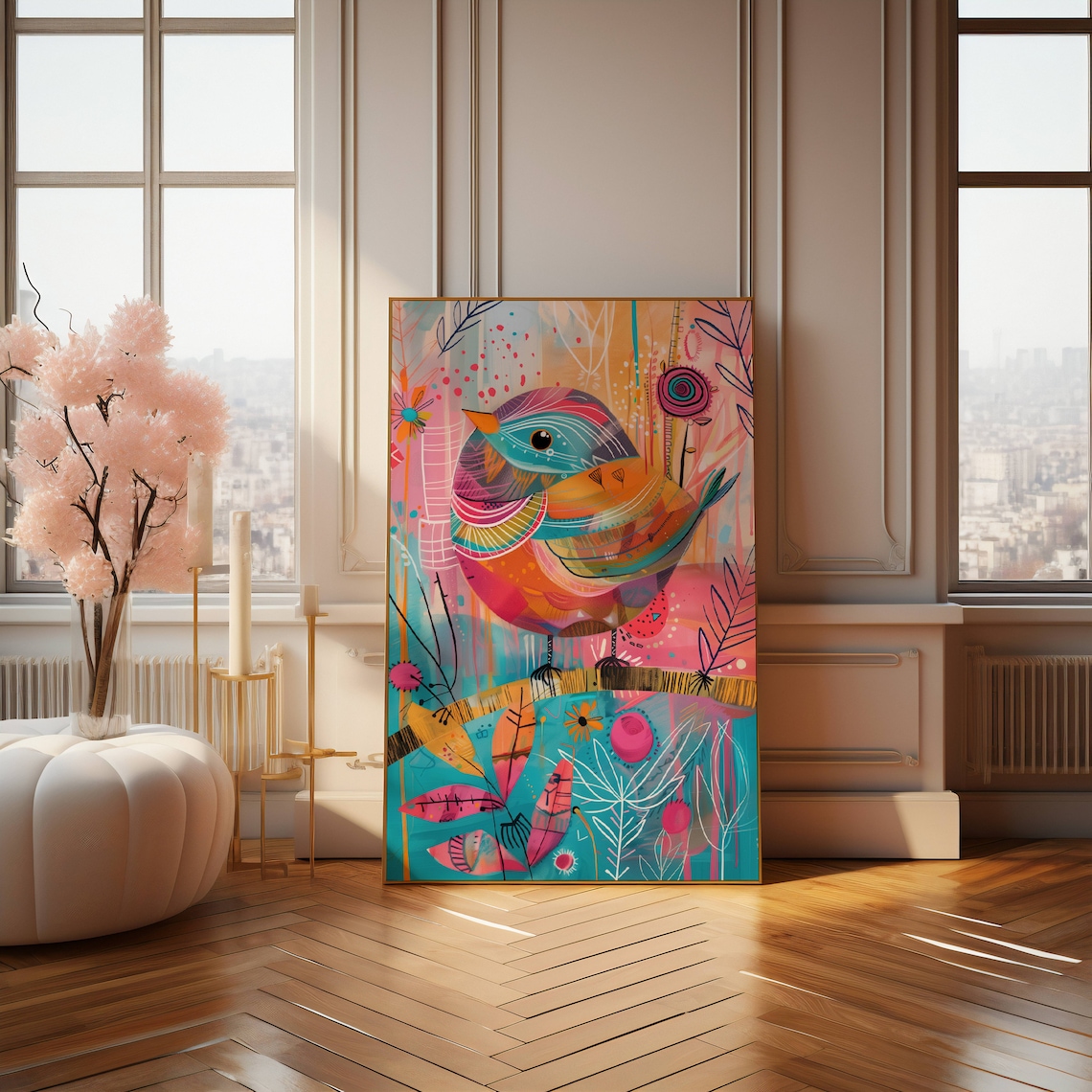 Whimsical Bird Art Print, Modern Living Room Decor - Image 5