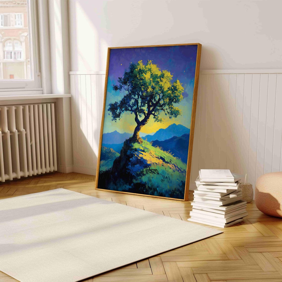 Majestic Tree In Mountains Poster Impressionist Landscape Art Print - Image 5