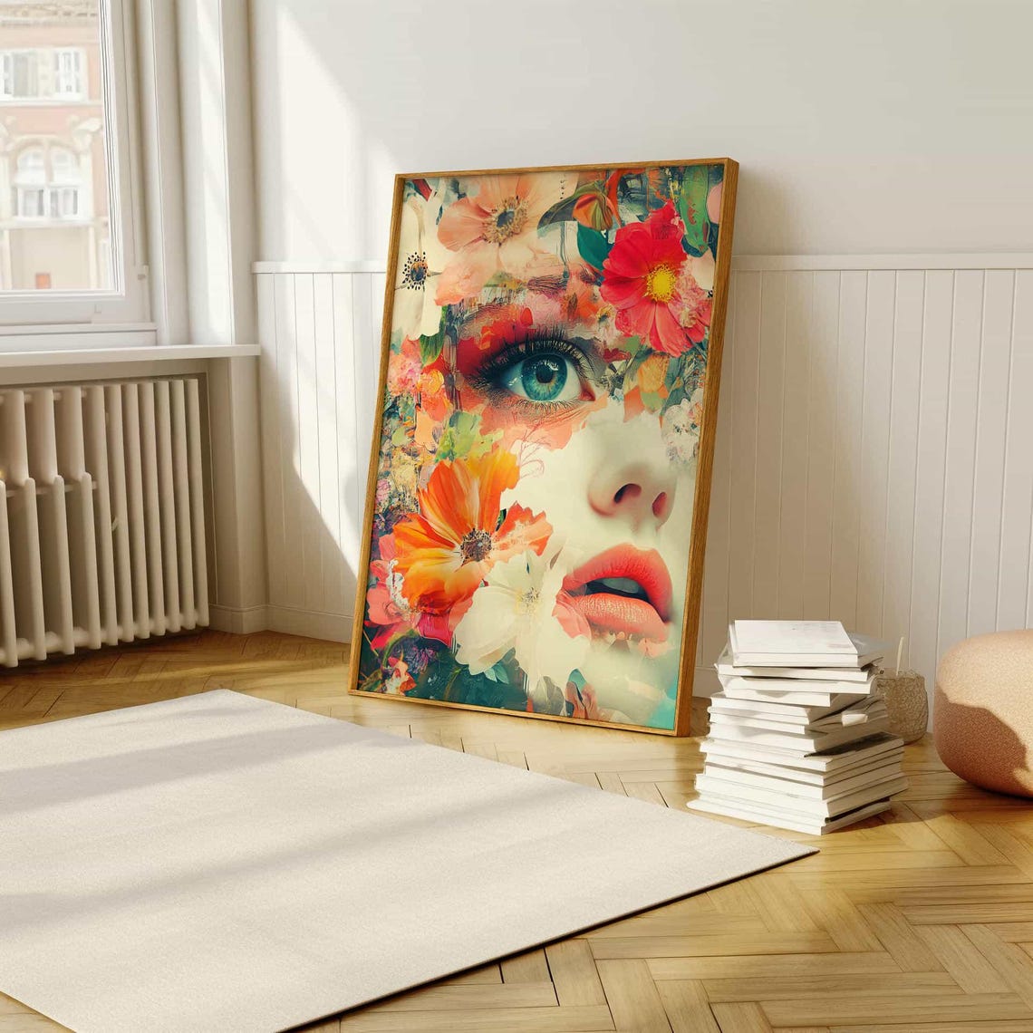 Floral Collage Woman Face Modern Abstract Portrait Art Poster - Image 5