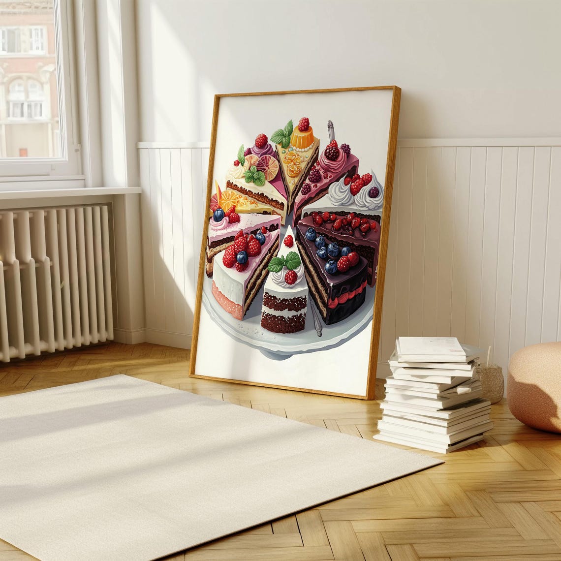 Colorful Berry Cake Slices Arranged In Circle Dessert Art Poster - Image 5
