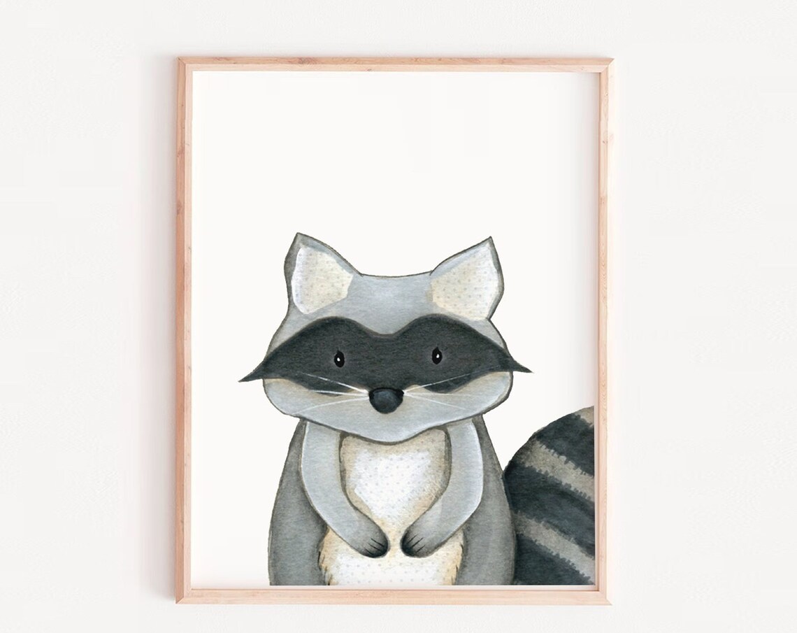 Raccoon Print, Woodlands Nursery Decor Art Print