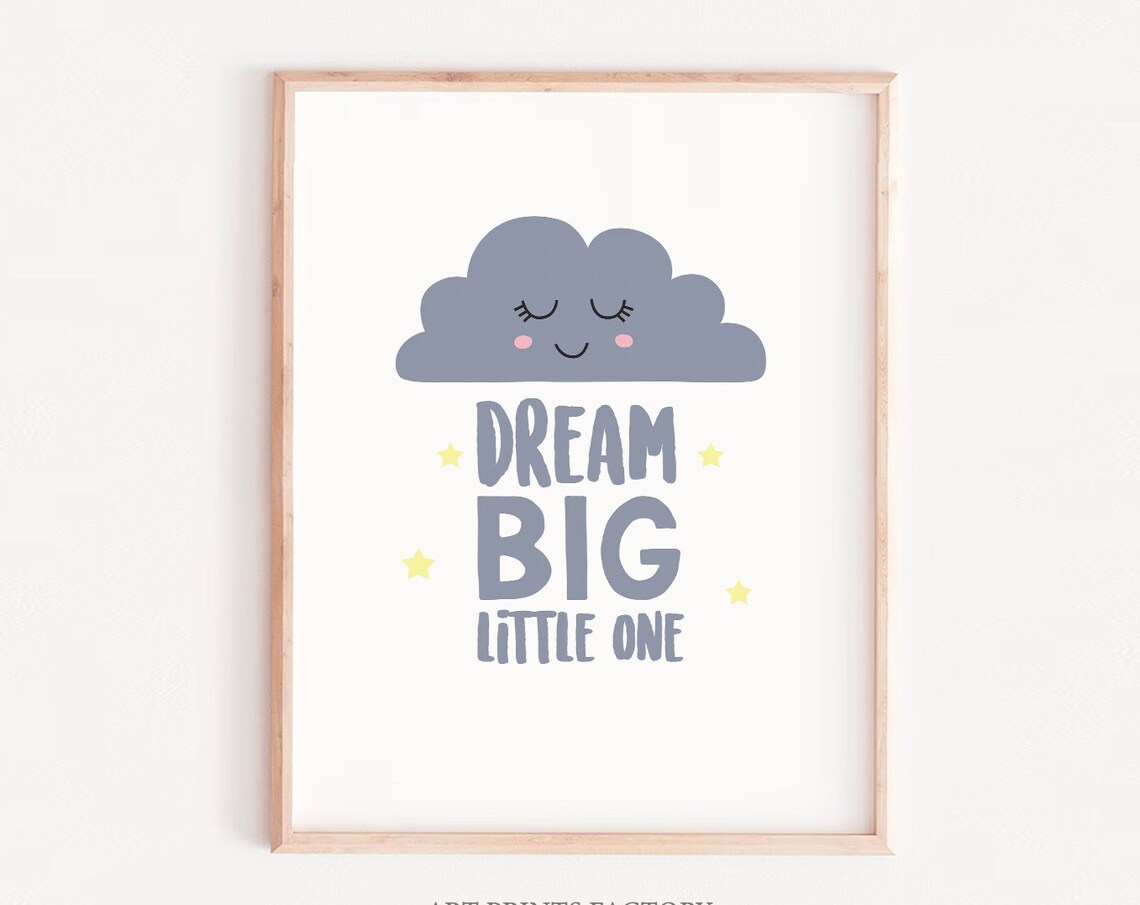 Dream Big Motivational Quote Nursery Art Print
