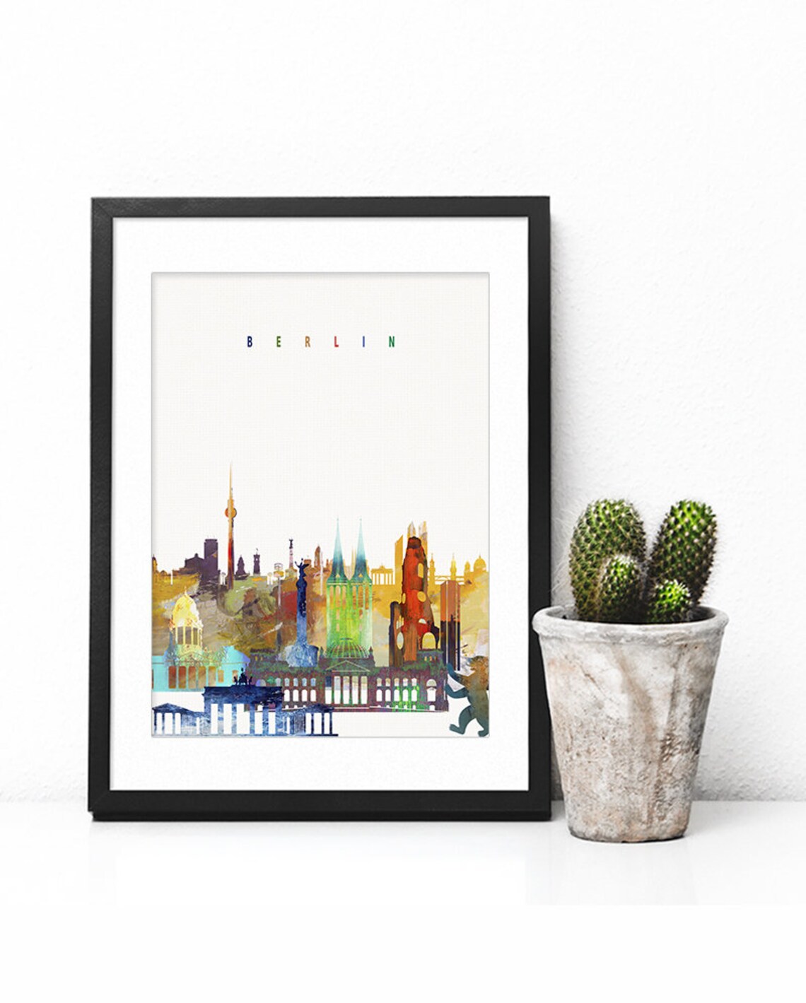 Berlin Watercolor City Skyline Landmarks Print Home Decor Modern Gift - Image 2