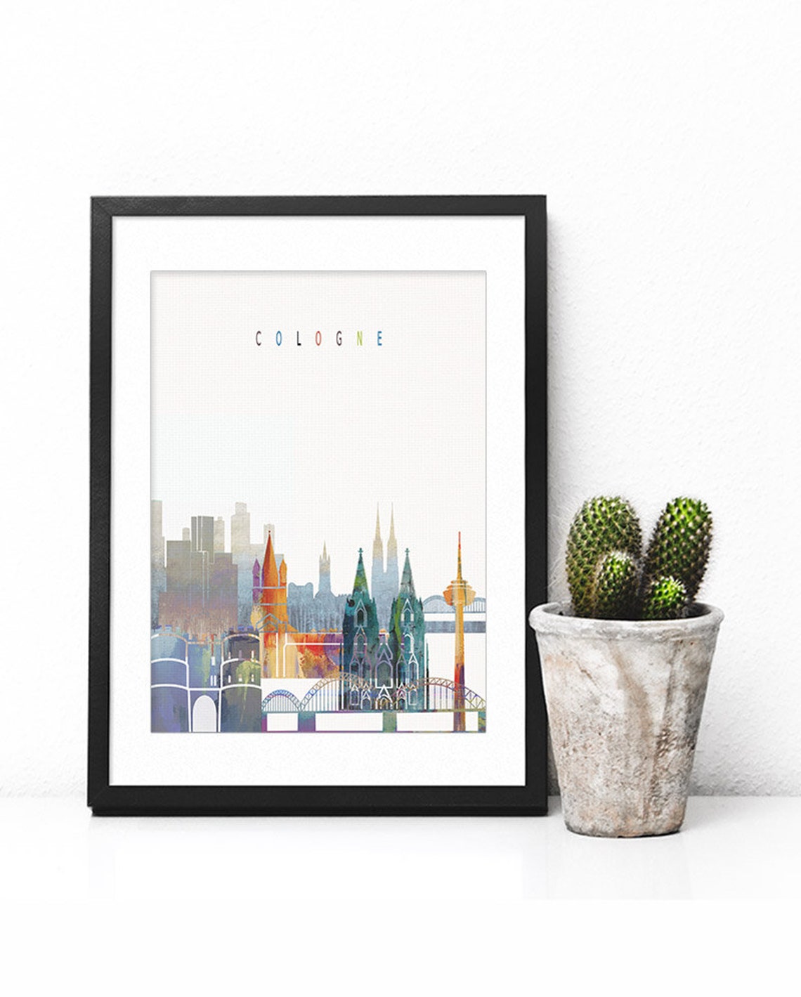 Cologne Germany Cathedral Watercolor Skyline Cityscape Poster - Image 2