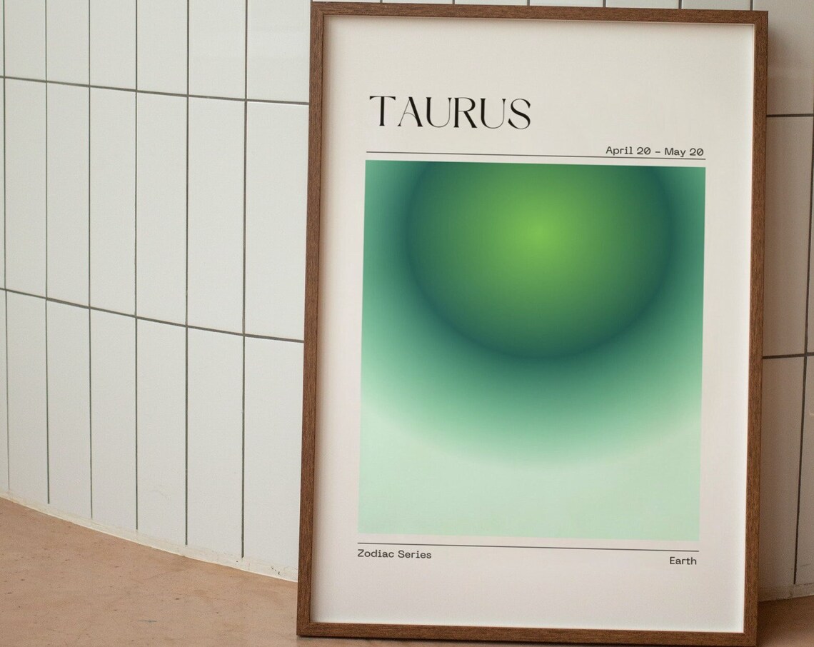 Taurus Zodiac Aura Gradient Poster, Astrology Art