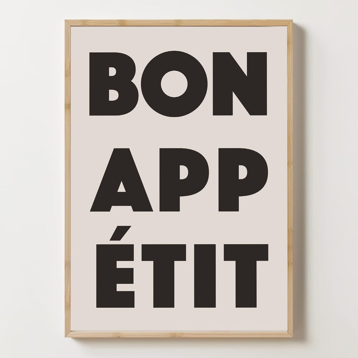 Bon Appetit Bold Black Typography Kitchen Dining Wall Decor Poster
