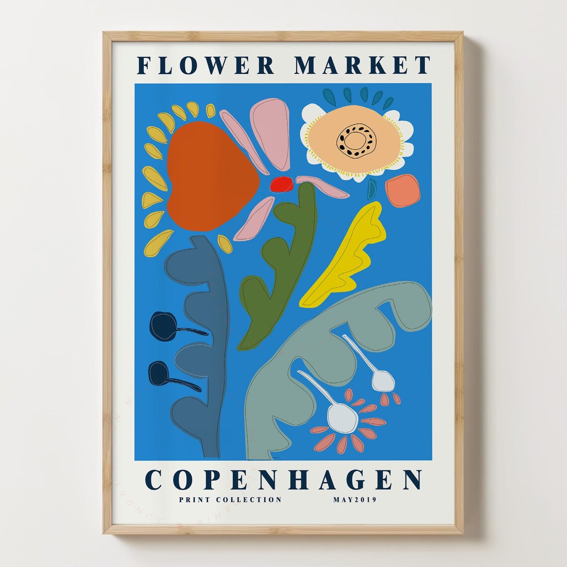 Flower Market Copenhagen Living Room Wall Art Print