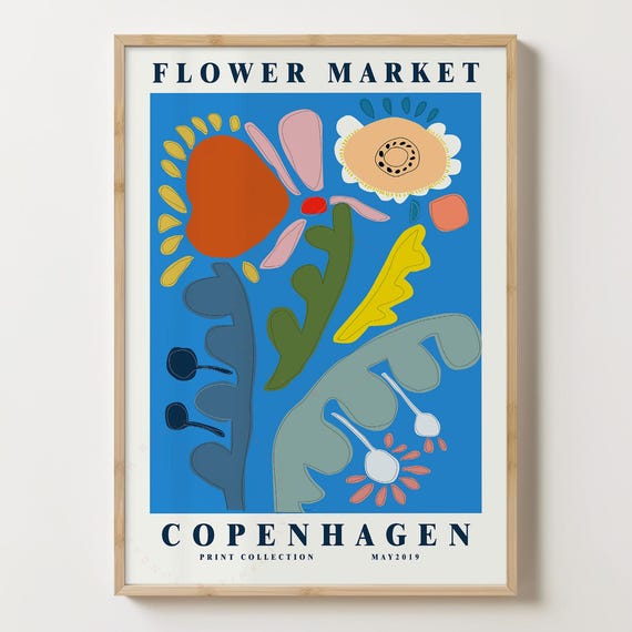 Flower Market Copenhagen Living Room Wall Art Print
