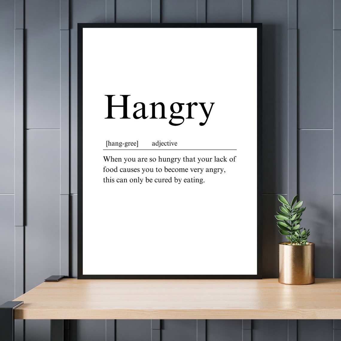 Funny Hangry Dictionary Definition Kitchen Typography Quote Poster - Image 2