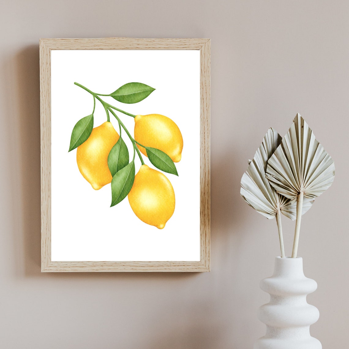 Watercolor Lemon Branch with Green Leaves Kitchen Art Poster - Image 3