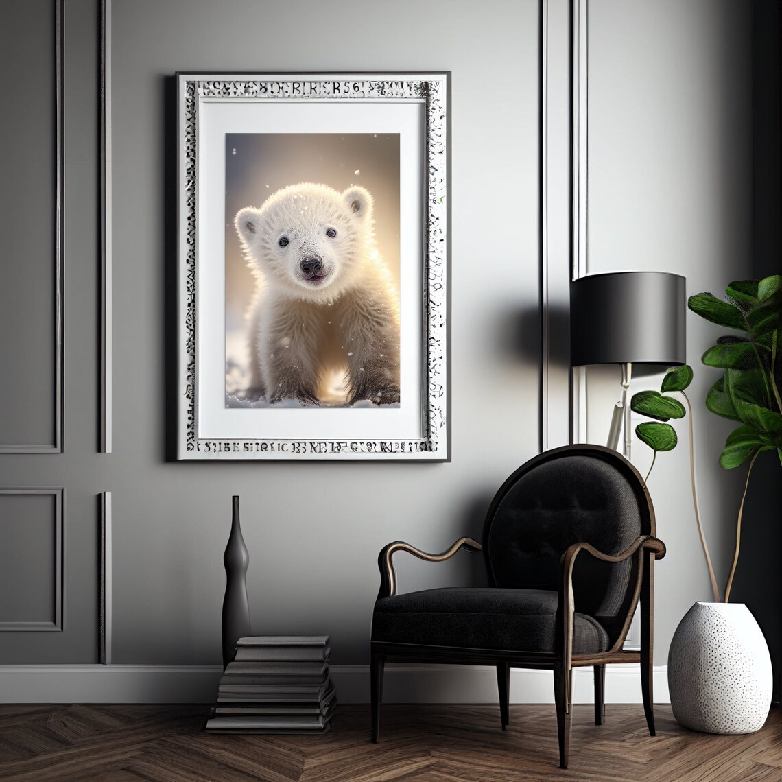 Baby Polar Bear Nursery Wall Art, Animal Portrait - Image 2