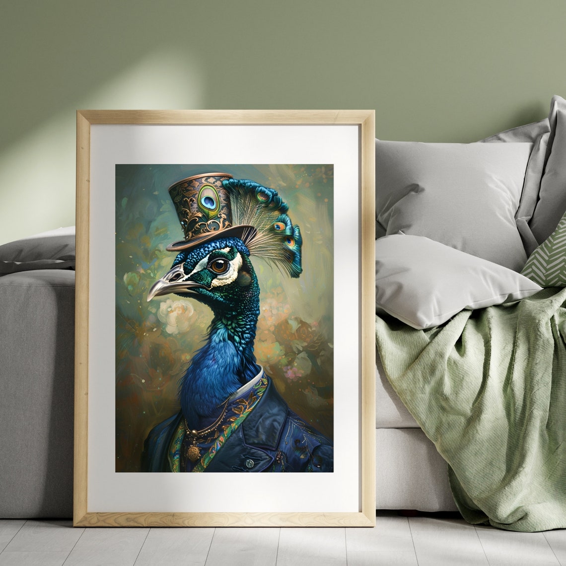 Peacock Gentleman In Top Hat And Suit Vintage Portrait Poster - Image 3