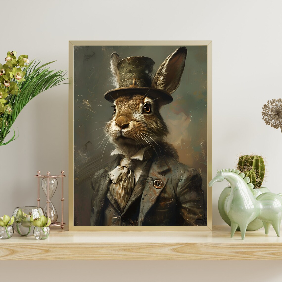 Gentleman Hare Wearing Clothes Vintage Portrait Art Print - Image 2