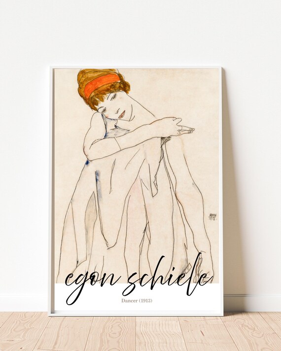 Egon Schiele Dancer Print Vintage Female Figure Drawing 1913 Expressionist Portrait Wall Art Minimalist