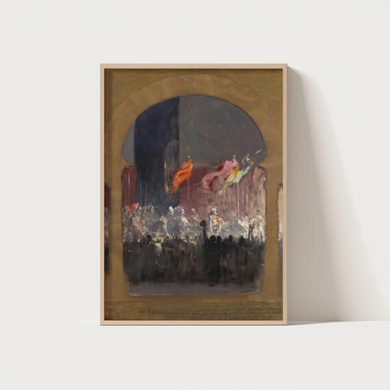 Orientalist Ceremony Crowd Vintage Historical Painting Poster
