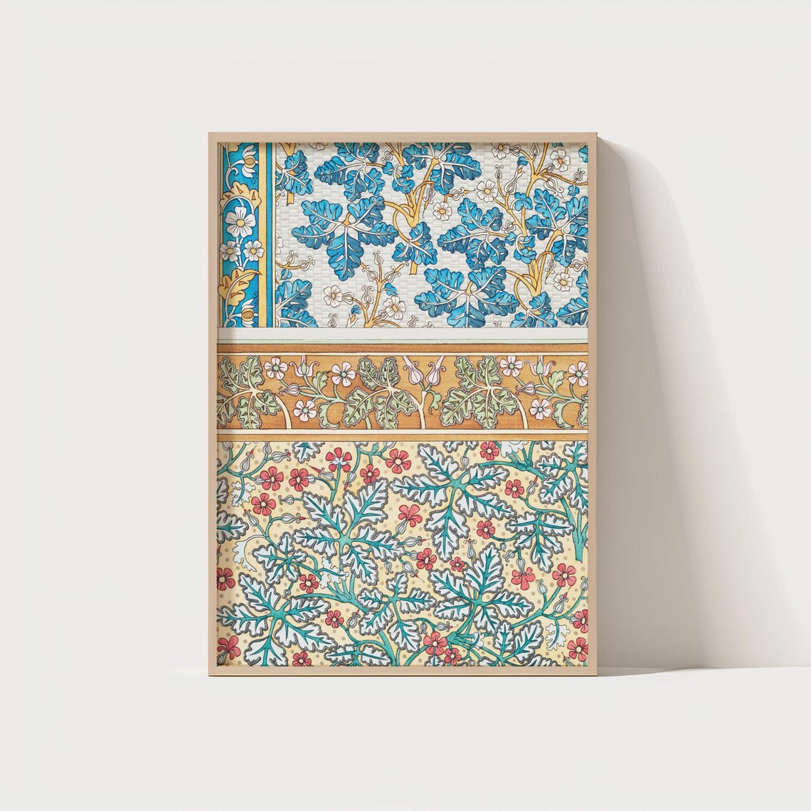 William Morris Style Vintage Botanical Floral Pattern Trio Poster