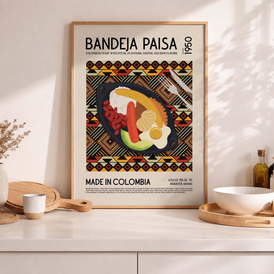 Bandeja Paisa Retro Kitchen Colombian Food Art Print
