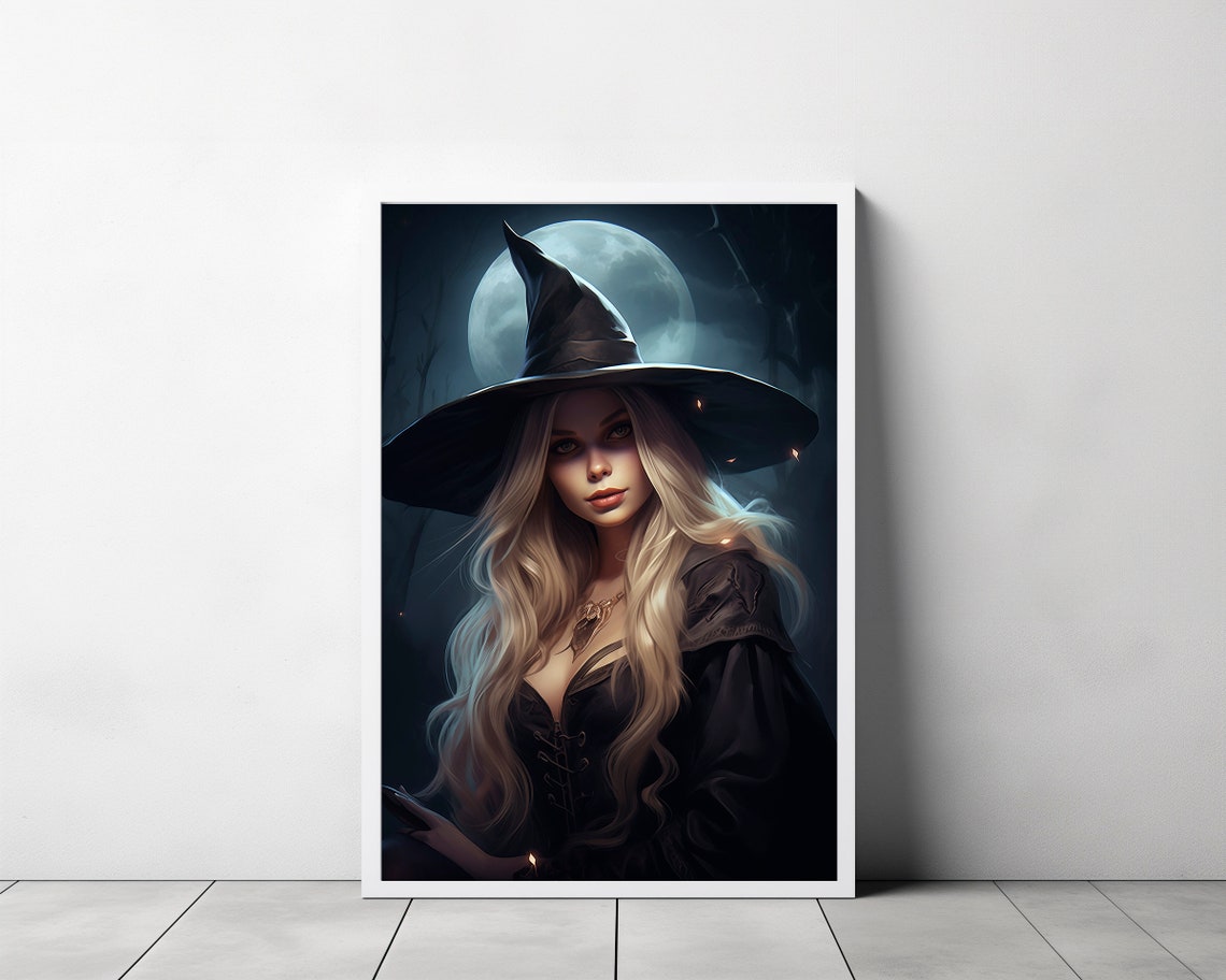 Witch Girl With The Moon Dark Academia Gothic Victorian Witch Decor Vintage Poster Art Poster Print - Image 3