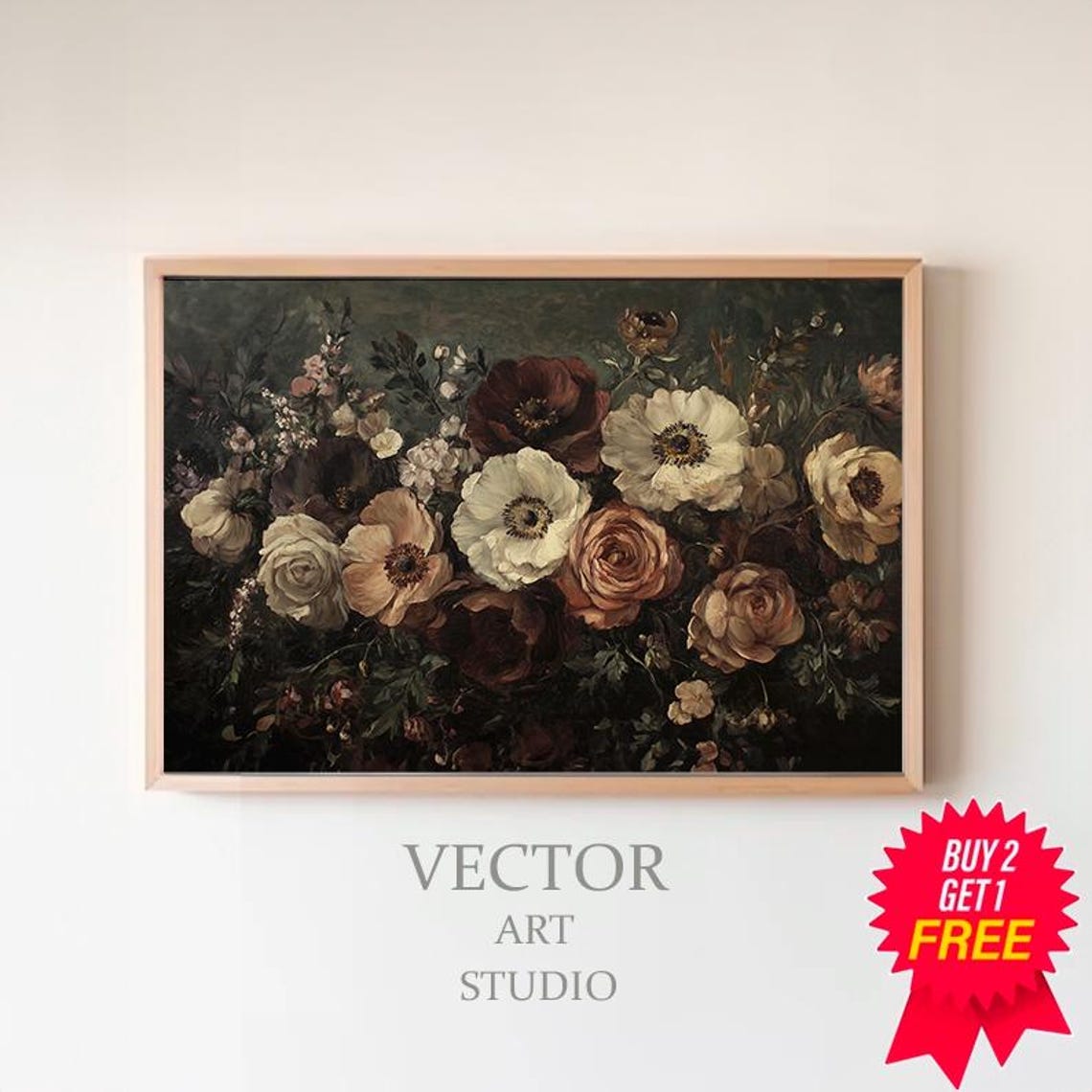 Dark Academia Frame Tv Art Abstract Flowers Vintage Frame Tv Art Botanical Vintage Moody Floral Frame Tv Art Antique Flowers