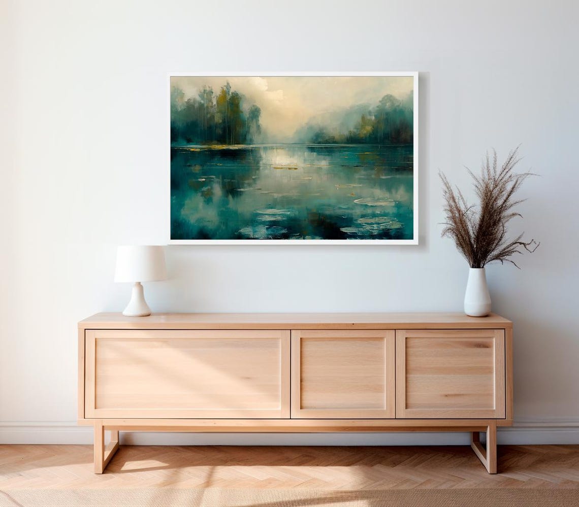 Fall Landscape Print Vintage Autumn Moody Countryside Painting Muted Farmhouse Decor Rustic Fall Wall Rustic Fall Landscape Print - Image 2