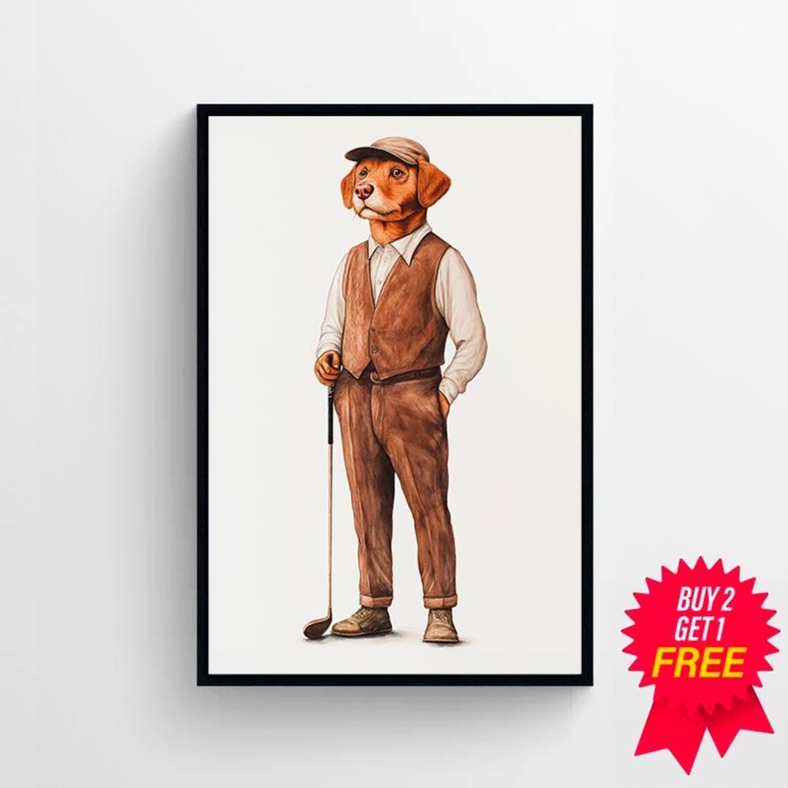 Distinguished Dog Golfer in Vintage Outfit Club Funny Animal Poster - Image 4