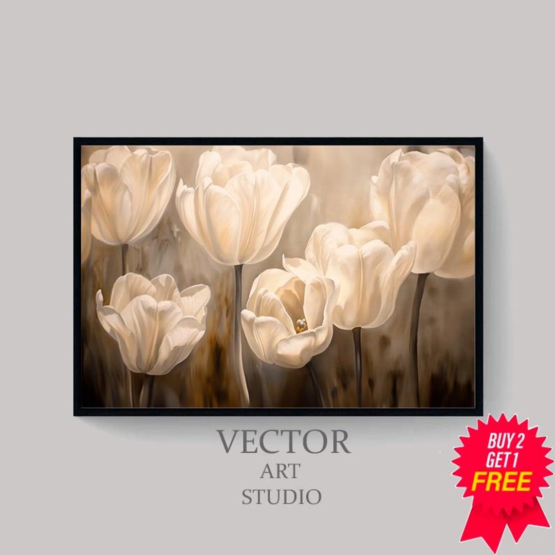 Spring Tulips Frame Tv Art Neutral Flower Tv Art Spring Botanical Easter Screensaver Moody Vintage Floral Oil Painting - Image 4
