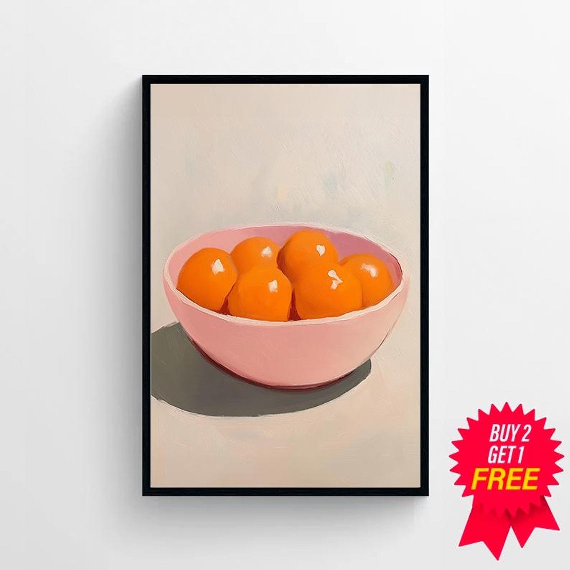 Simple Still Life Of Oranges In A Pink Bowl Warm Neutral Poster - Image 4