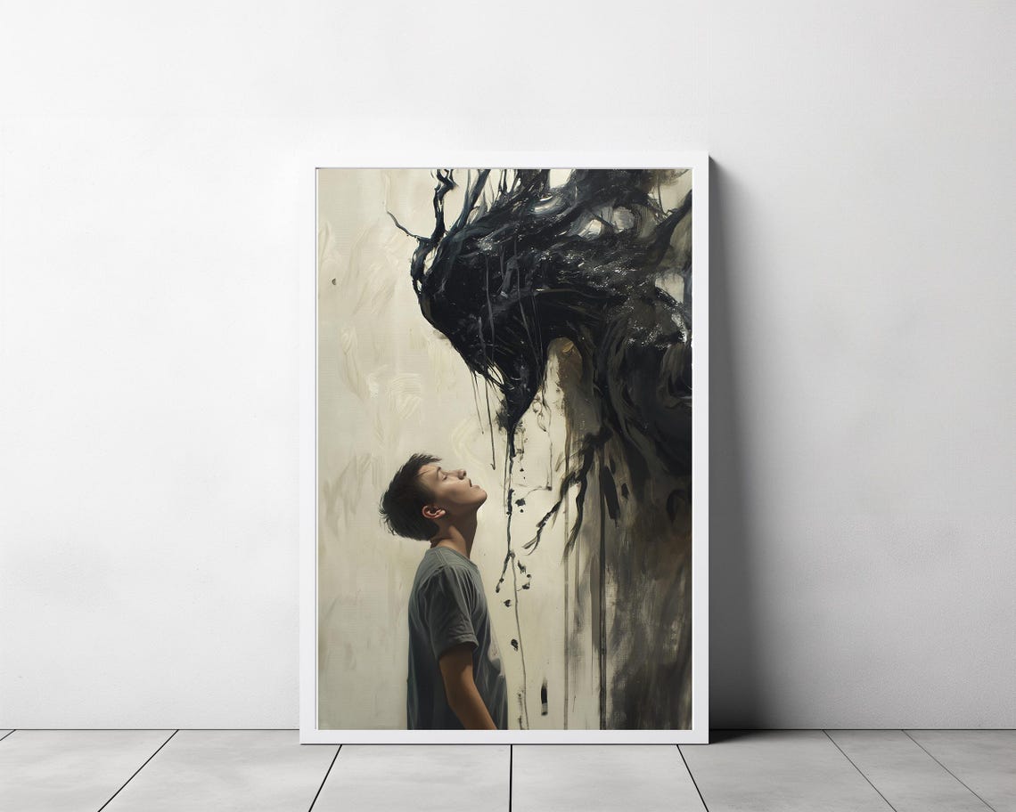 Devil Embrace Woman In Burgundy With Demon Behind Gothic Poster - Image 3