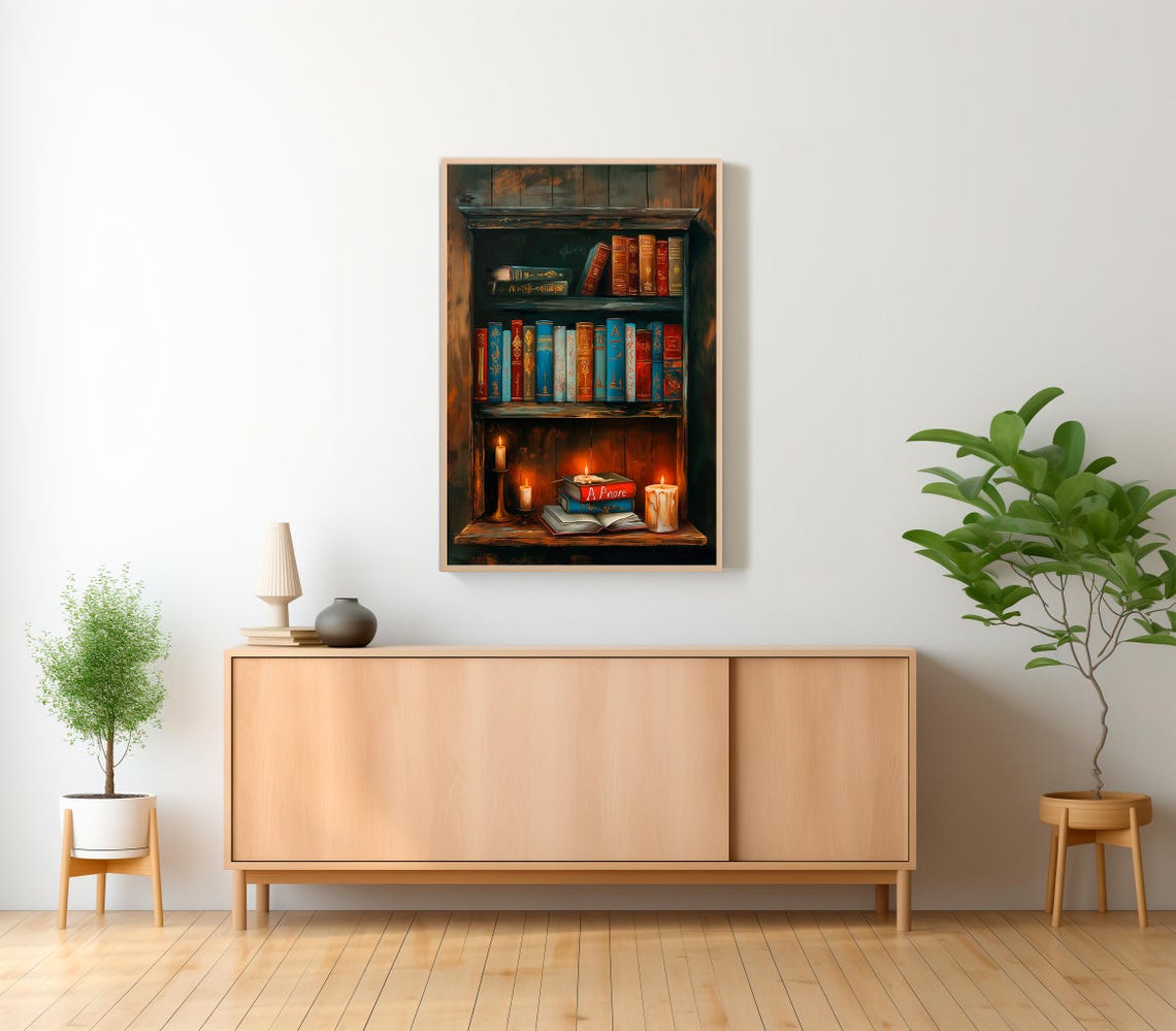 Victorian Book Shelf Vintage Poster Art Poster Print Dark Academia Reading Gifts Gothic Victorian - Image 2
