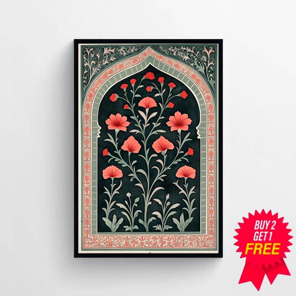 Palestine Floral Arch, Islamic Architecture Art Print - Image 4