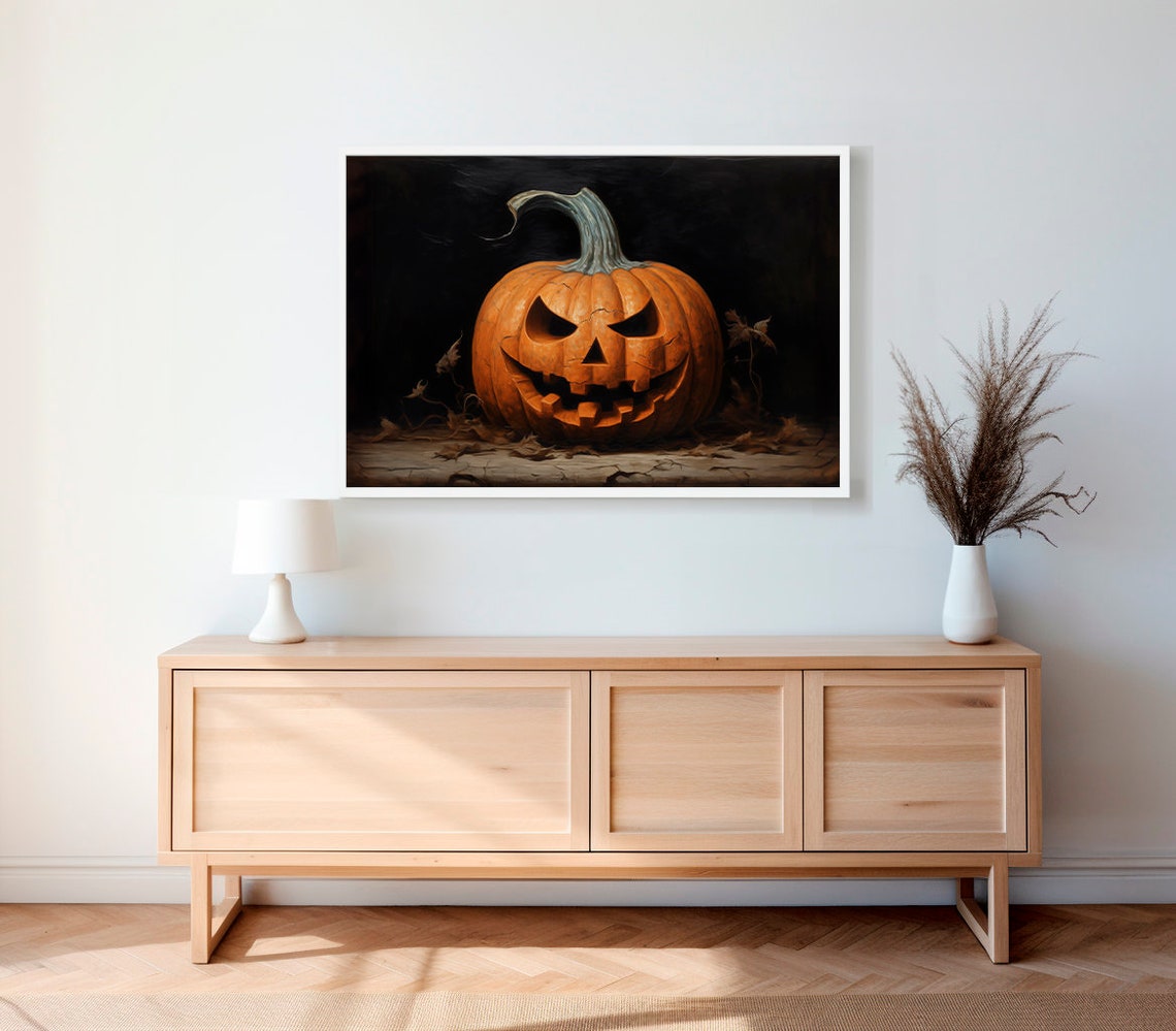 Carved Jack O Lantern With Wide Jagged Grin Dark Halloween Poster - Image 2