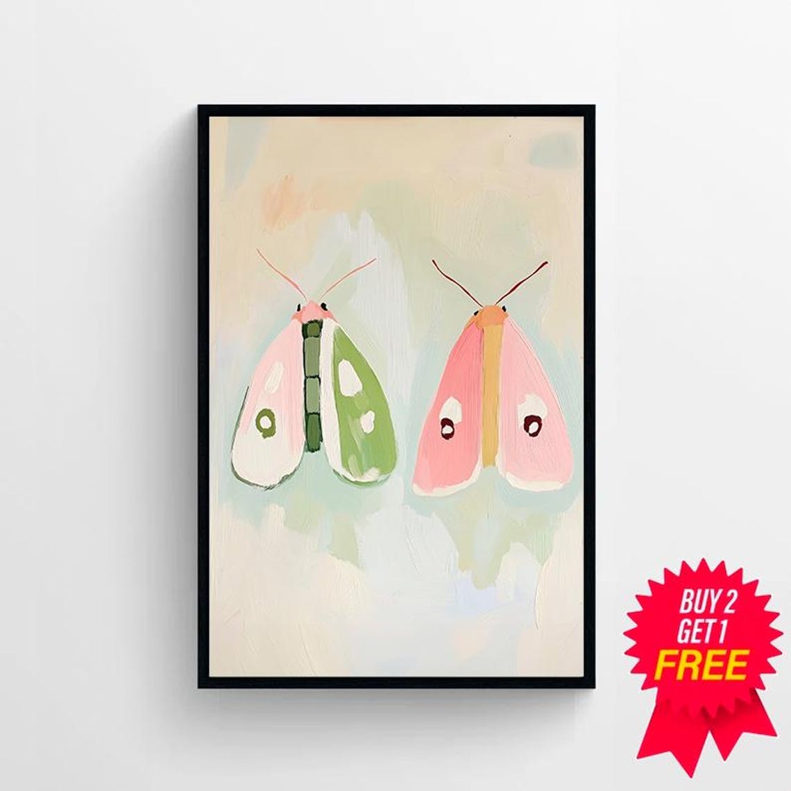 Colorful Moth Painting Vibrant Insect Wall Art Print Animal Lover Bright Bug Portrait Kids Room Playroom - Image 4