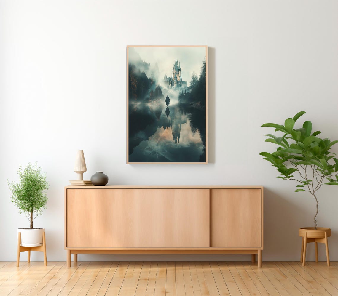 Wizarding Inspired Poster Vintage Wizard School Wizard World Van Gogh Painting Vintage Castle Decor Wall Art - Image 2