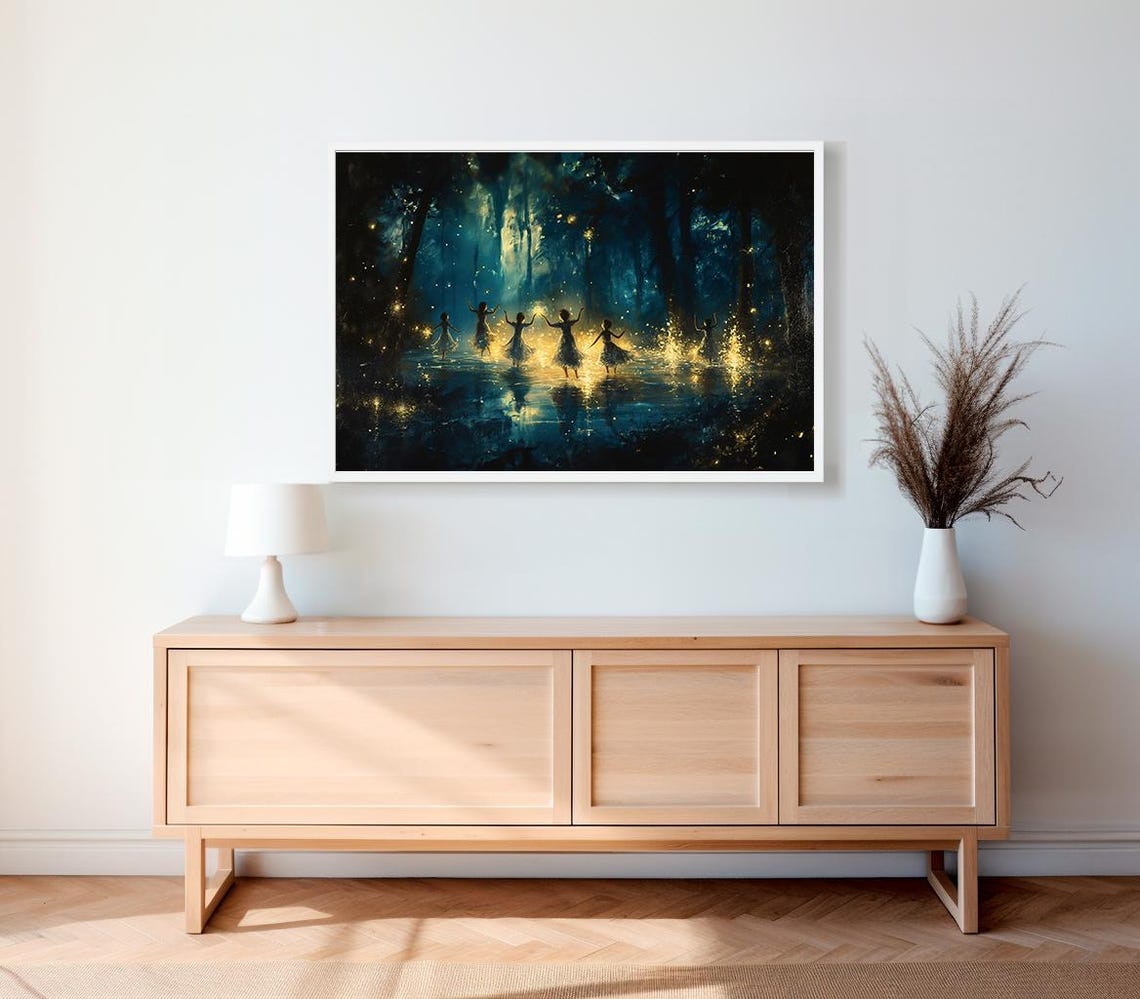Magical Fairies Dancing in a Moonlit Enchanted Forest Poster - Image 2