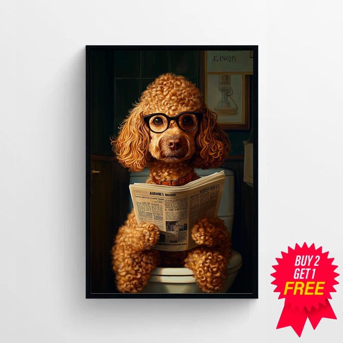 Goldendoodle Auf Toilette Badezimmer Bild Goldendoodle Geschenk Funny Picture Einrichtung Ideen Badezimmer Pets Gifts Wall Art Prints - Image 4