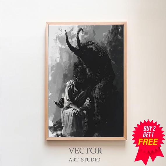 Satans Embrace Devil Poster Horror Art Occult Prints Creepy Poster Gothic Home Decor Gothic Wall Art Pagan Dark Academia Demon