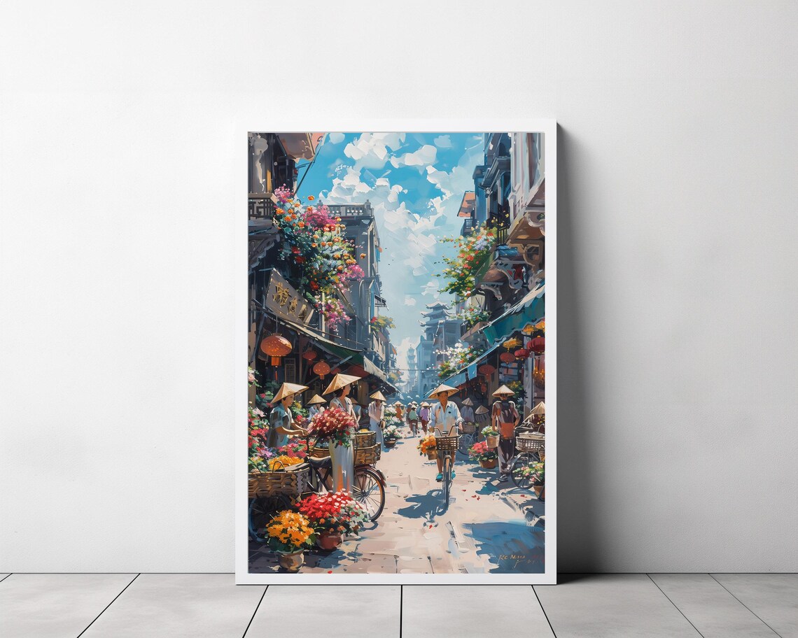 Busy Streets Of Hanoi Travel Poster, Vietnam Decor - Image 3