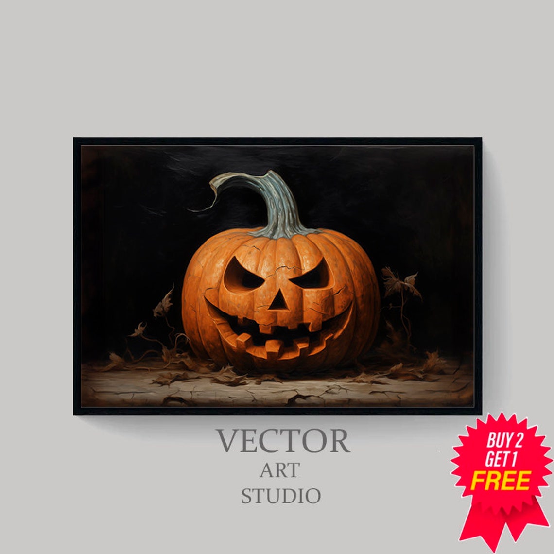 Carved Jack O Lantern With Wide Jagged Grin Dark Halloween Poster - Image 4