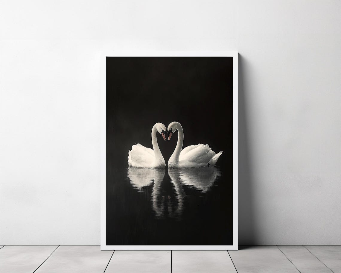 Swan Wall Art Swan Painting Print Vintage Antique Swan Print Extra Large Wall Art Dark Aesthetics Art Dark Academia Dark Oil Painting - Image 3