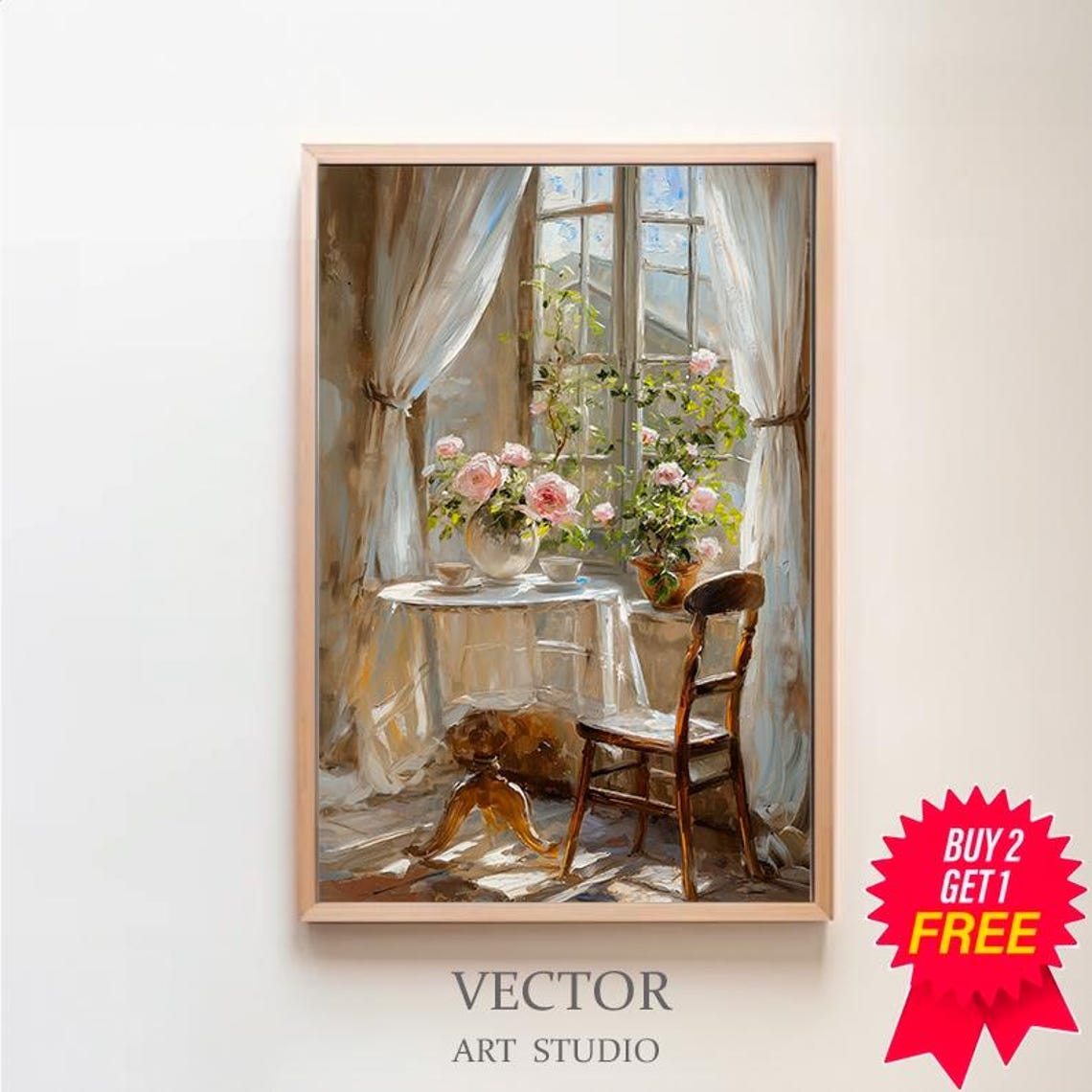 Country Oil Painting Vintage Landscape Print Rustic Farmhouse Summer Landscape Balcony Art Print Decor Summer Oil Painting