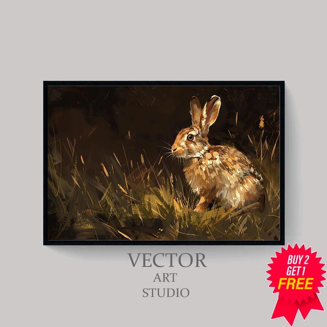 Dark Easter Frame Tv Art Neutral Bunny Painting Tv Rabbit Spring Screensaver Moody Easter Decor - Image 4