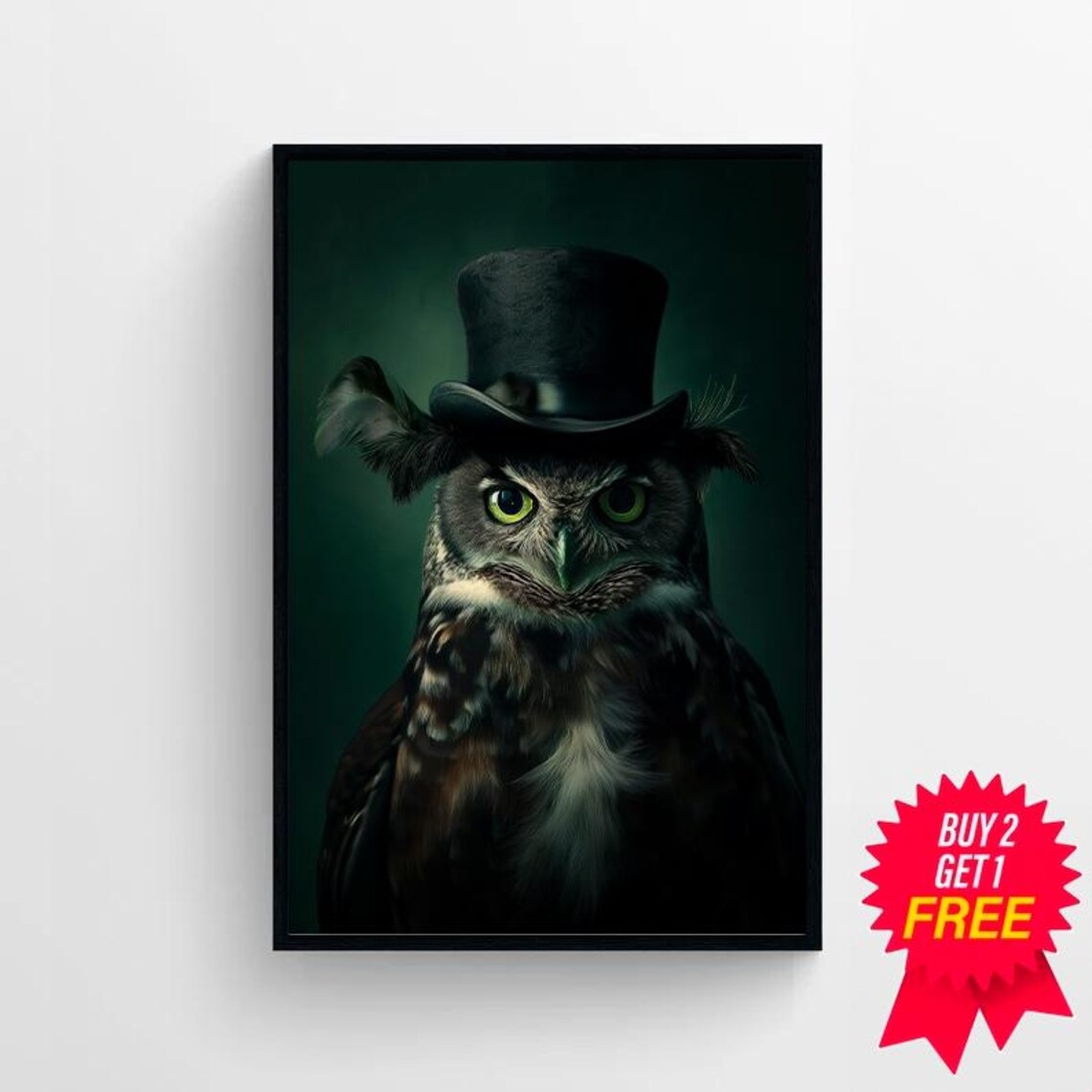 Gentleman Owl Vintage Portrait Art Print, Dark Academia - Image 4