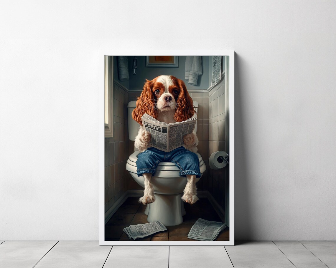 Cavalier King Charles Spaniel Bathroom Art Print - Image 3
